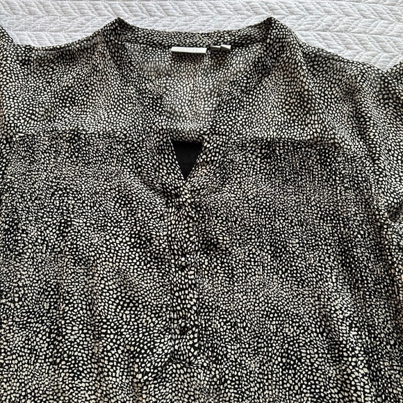 NWOT Fransa Plisse Black/Cream Abstract Print Long Sleeve Blouse Size L - Picture 8 of 17